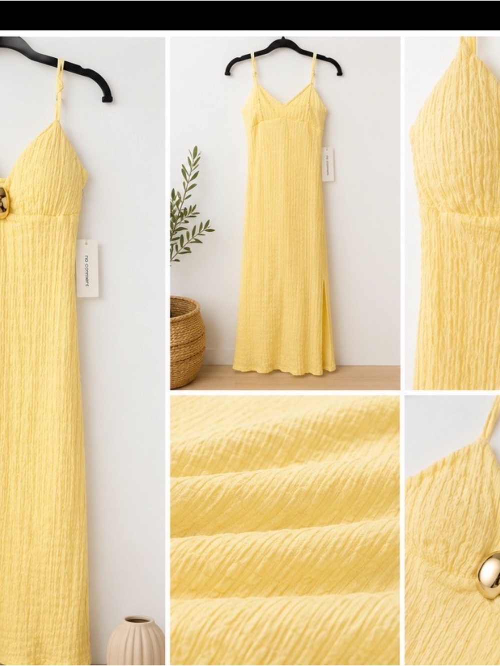 No Comment Women’s Butter Yellow Textured Maxi Dress – NWT